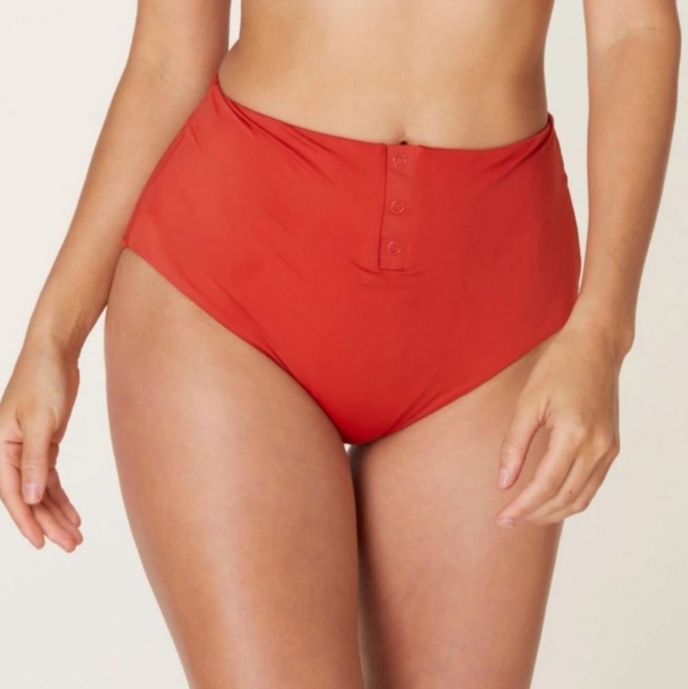 NWT Andie Snap Bikini Bottom Size Large Eco Nylon Chili Pepper